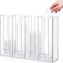 Cunhill Cup Lid Organizer Acrylic Sauce Cup Dispenser 4 Compartments Countertop or Wall Mountplastic and Lids Organizer Storage Holder Restaurant Supplies for Party Kitchen(Clear)