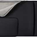 RAINYEAR 13 Inch Laptop Sleeve Compatible 13.3" MacBook Air/Pro M1 M2 M3 M4 A3240 A3113 A2681 A2337 A1932 A2179 A2338 A1706 A1708 Case Bag with Front Pocket Accessories Pouch (Black, Upgraded Version)