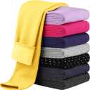 Cooraby Girls Cotton Fleece Lined Leggings Thick Thermal Pants Kids Basic Full Length Tights Winter Warm Clothes (9-10 Years, Yellow)