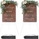 DANMO Easel Stand for Wedding Sign Poster 63'' Instant Display Easel for Floor Adjustable Metal Art Easel White 2 Pack