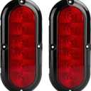 NPAUTO 2Pcs 6" Oval Trailer Tail Lights Red 6 LED Stop Turn Brake Light Trailer Marker Lights Flush Mount for RV Truck Boat Trailer Waterproof