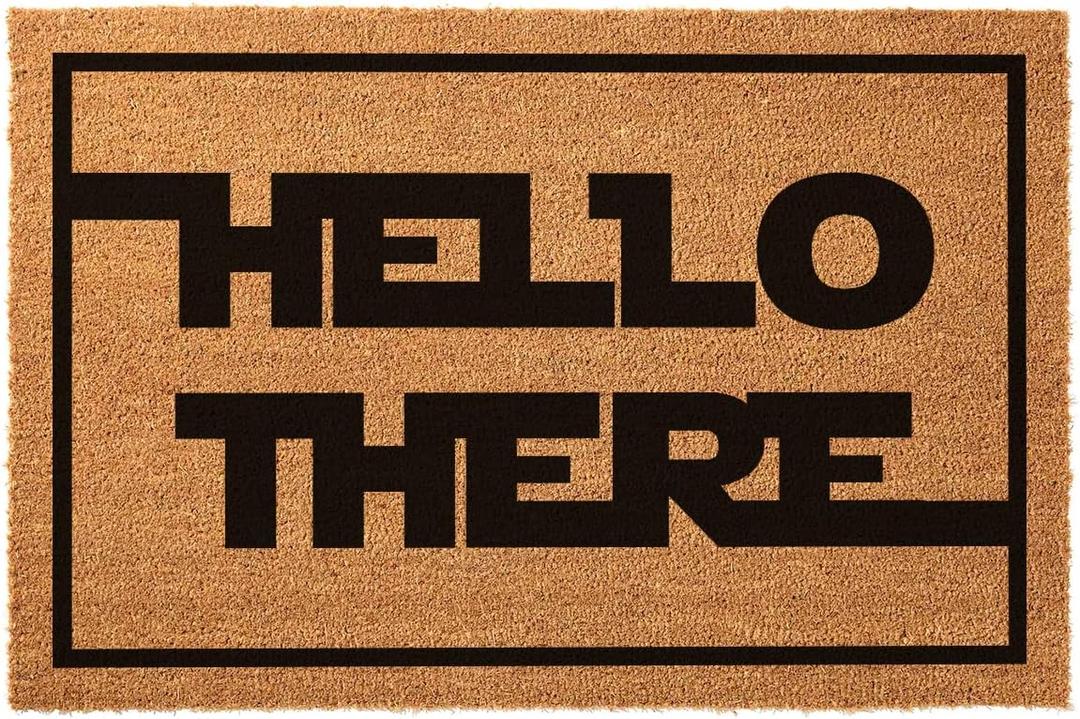 Funny Coir Doormat Hello There Welcome Front Porch Decor Doormat for The Entrance Way Outdoor Personalized Heavy-Duty PVC Back Non Slip Outdoor Coconut Coir Doormat 23.6 x 15.7 inch (1'4" x 1'11" (Rectangular))