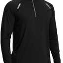 Libin Men's Running Shirts Long Sleeve Pullover Quarter Zip Athletic Workout Shirts Casual Lightweight Stretch UPF 50+, XXL