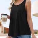 ZESICA Women's Summer Eyelet Tank Tops Loose Trendy Scoop Neck Sleeveless Flowy Beach Vacation Shirts (Black, L)