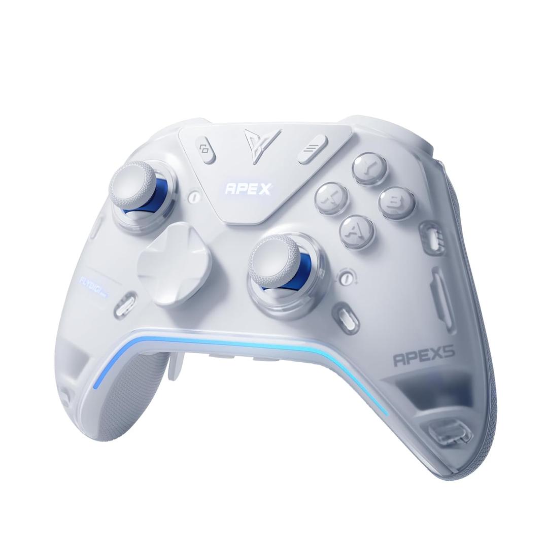 FLYDIGI Apex 5 PC Controller, Forceflex Joystick 2.0, ForceAdapt Triggers, 3ms Ultra-Low Latency, RGB Light Bar, Full-Color LCD Display,1500mAh Battery PC/NS/Android/TV