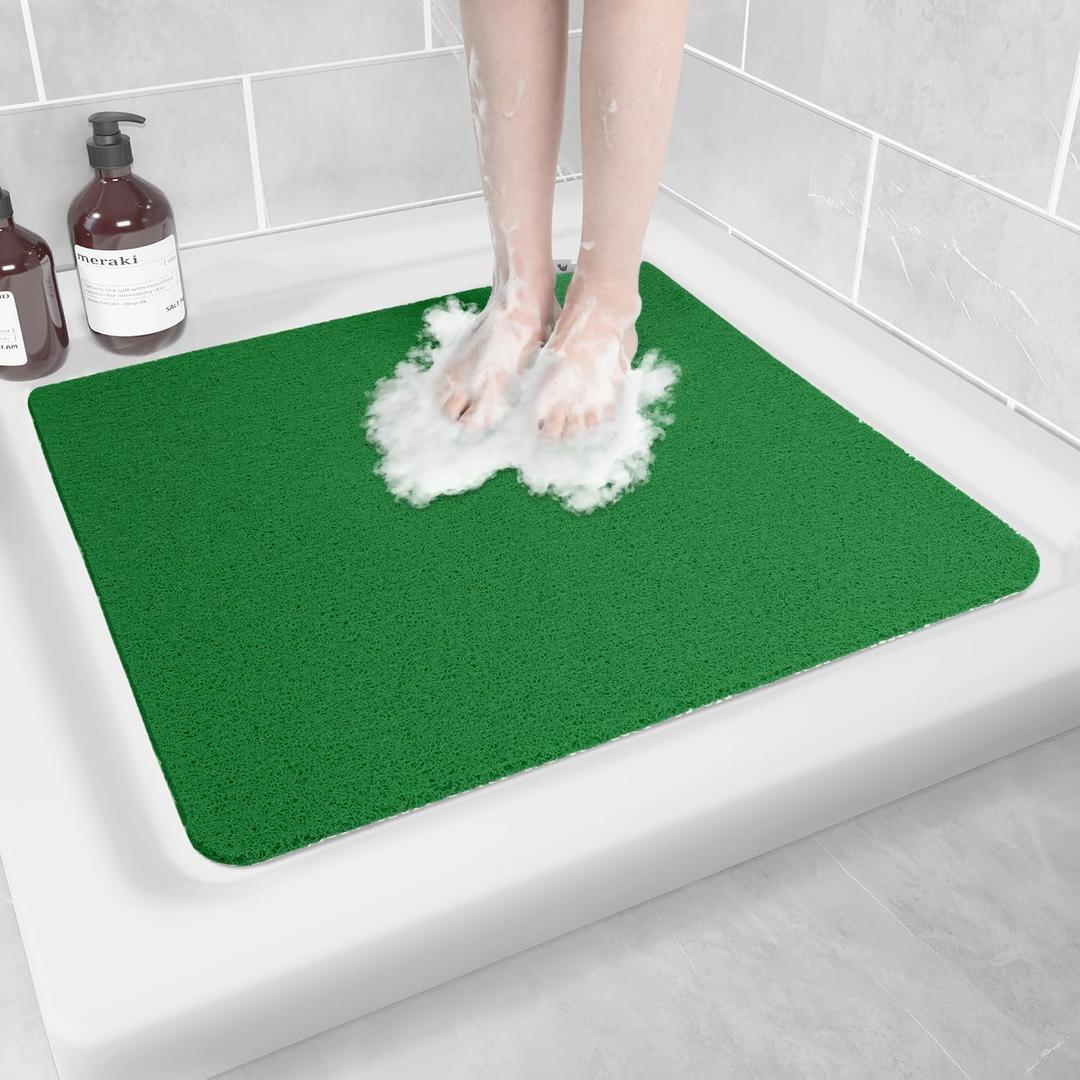 Hargiis Non-Slip Bathtub Mat, Anti Slip Shower Mat, Fast Drying Bathtub Mats, Foot Scrubber Mat, Anti Slip Mat for Tub, Floor, Bathroom, Kitchen, Home, Hotel (Dark Green 24"24") (24" x 24" (Rectangular))