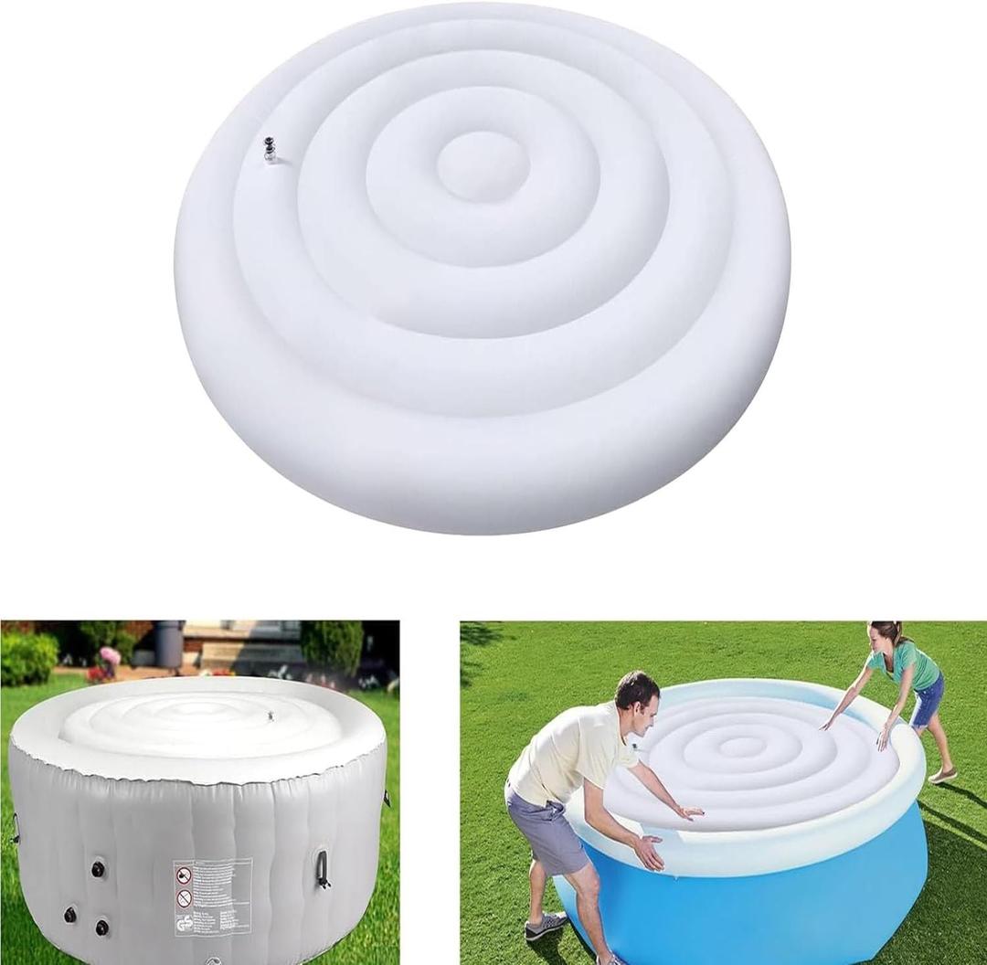 4.5 Ft Inflatable Hot Tub Cover for Round Hot Tub Insulated Thermal Energy Saving Hot Tub Lid Protector Outdoor Windproof Rain-Proof Energy Saving Lid
