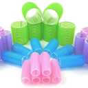Hair Rollers Multicolor Self Grip Cling Nylon Plastic Sticky Curling Tools Pro Salon Hairdressing Curlers Or DIY Curly Hairstyle 30PCS 5 Sizes (20mm+25mm+30mm+40mm+48mm) X6PCS