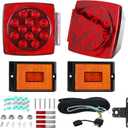 Submersible LED Trailer Light Kit, IP67 12V DOT Stop Brake Tail Turn Signal Lights with 25ft Wiring Harness, Marine Boat Trailer Lights for Utility RV Truck, Luces para Trailas Under 80"