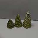 Green Christmas Tree Figurines Hand-Painted Tabletop Tree Flameless Candles Real Wax Flickering LED Battery Operated with Remote Lighted Christmas Tree Decoration for Shelf Fireplace Mantel Holiday