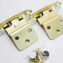 DecoBasics 3/8" Inset Cabinet Hinges Gold (25 Pair -50 Pcs) Offset Self Closing Cabinet Hinges for Kitchen Cabinets Brass Plated w/Silicon Bumpers & Upgraded Screws