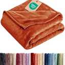 Ultra Soft Fleece Blanket King Size - Flannel Fleece Luxury King Blanket - Lightweight for Couch Bed Chair - Thick, Warm and Breathable - All Season Cozy, Anti-Static Microplush Bedding, Burnt Orange