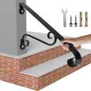 21.7" Outdoor Stair Handrails,1-2 Steps Stairs Rails-Wall Mounted Wrought Iron Hand Railing-Staircase Grab Rail-Heavy Duty Metal Art Handrail for Outdoor Steps-Porch Garage-Anti-Corrosion Carbon Steel