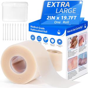 Hydrocolloid Bandages Roll 2"  19.7'  Hydrocolloid Roll for Wound Care, Hydrocolloid Patch Large, Hydrocolloid Gel Bandages Hydrocolloid Dressing with Self-Adhesive, DIY Size Shape First Aid Kit