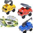 Tracks Cars Replacement only, Toy Cars for Magic Tracks Glow in the Dark, Racing Car Track Accessories with 5 Flashing LED Lights, Compatible with Most Car Tracks for Kids Boys and Girls(3pack)