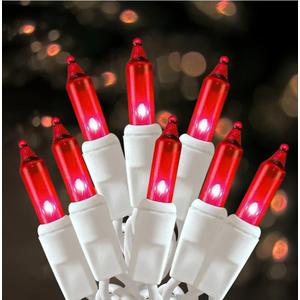 Brizled Red Christmas Lights, 300 ct 69.6ft Incandescent Christmas Lights plugin, Connectable 120V UL Certified Mini Xmas String Light for Halloween, Xmas, Indoor, Party, Porch Decor, White Wire