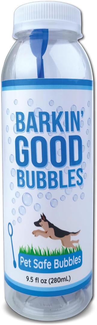 Barkin Good Bubbles Dog Toy, 9.5 fl oz Natural Plant-Based Bacon-Scented Bubble Solution, Great for Indoor & Outdoor Play, Blue