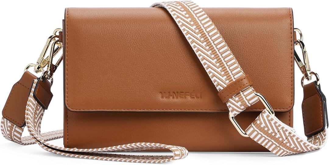 Small Crossbody Bags for Women RFID Vegan Leather Wristlet Phone Mini Purse Shoulder Handbag Wallet Travel Purse (Brown)