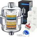 Chrome 20 Stage Vitamin C Shower Filter with 6 Cartridges – Reduces Dry Skin, Dandruff, Eczema & Hair Loss | High Output Hard Water Softener to Remove Chlorine, Fluoride & Heavy Metals