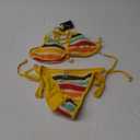 ZAFUL Women's Colorblock Stripes Triangle Halter Tied Cheeky Thong Bikini Set High Cut Two Piece Bathing Suit (2-yellow, S)