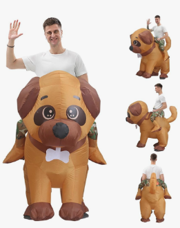 Dog Costume For Adults Funny Riding Dog Zipper Inflatable Costumes for Men, Women Amusing Halloween Costumes with Air Fan for Party Bulldog Cosplay, Toys.