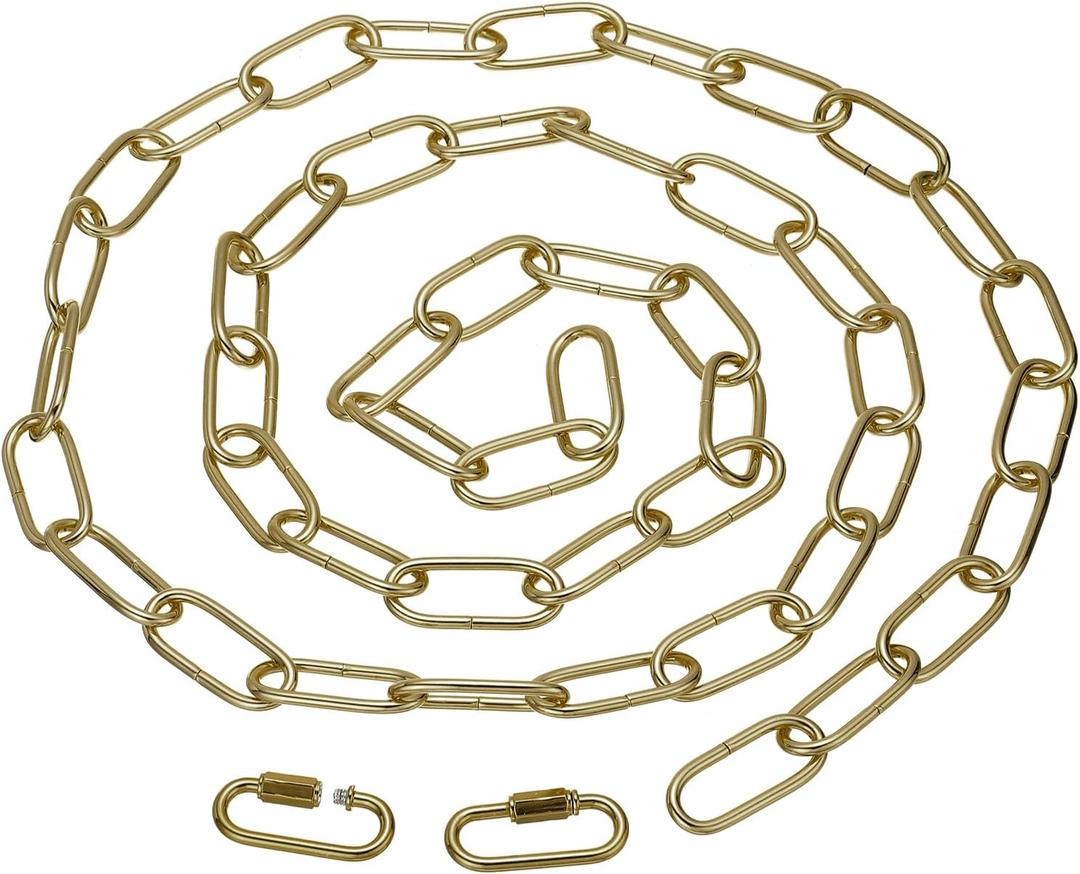 PATIKIL 6ft Lighting Hanging Chain, Metal Looping Chain with Quick Link Screw Lock Connectors for Hanging Plant Pendant Chandelier Light Fixture, Brass