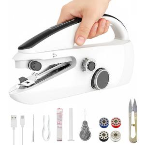 Ninonly Handheld Sewing Machine for Beginners, Portable Mini Sewing Machine with Two Speed Modes for Quick Home Repairs Mom Birthday Valentine's Day Gifts