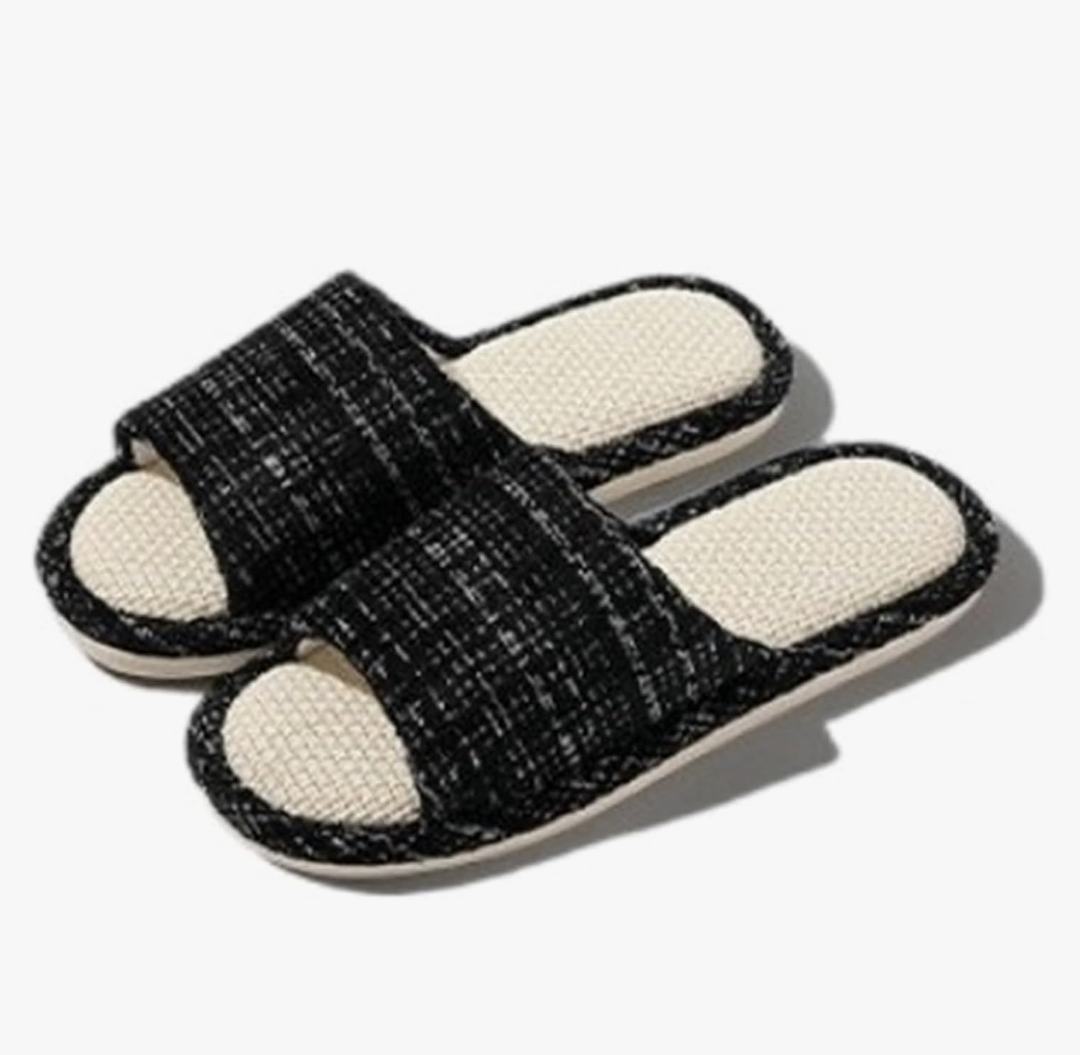 Women's Fashion Home Linen Couple Slippers Breathable Home Shoes Moisture Absorbing Anti Slip Cotton Linen Slippers 36-37