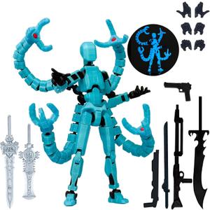 Already Assembled T13 Action Figure Accessories,T13 Multi-Jointed Movable,for Collectors Desktop Decorations t-13 Movability 3D Printed Toys (Blue Noctilucent Blue, 7.2 Inch)