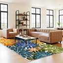 ZonLi Outdoor Rug 8x10Ft Waterproof Multicolored Yellow Green Indoor Area Rug