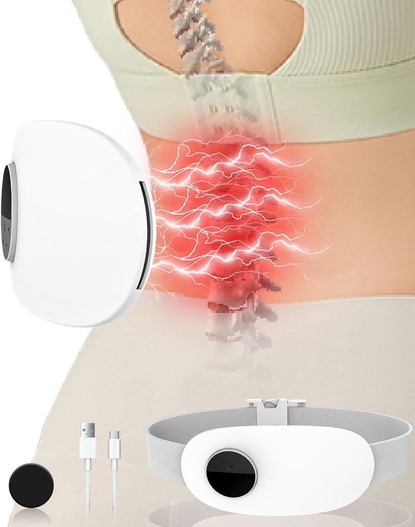 Heating Pad for Back Pain Relief-Lower Back Massager with Heat,Abdominal Belly Massagers with 6 Massage&16 Levels,3 Heated,Cordless Portable Travel Waist Wrap Belt,Mothers Day Gifts for Him Her (White)