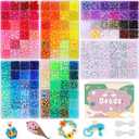 QUEFE 4680pcs Pony Beads Friendship Bracelets Making Kit, 120 Colors Kandi Beads Set for Jewelry Making, 3840pcs Plastic Rainbow Bead and 840pcs Letter Beads for Gift, Necklace and Craft