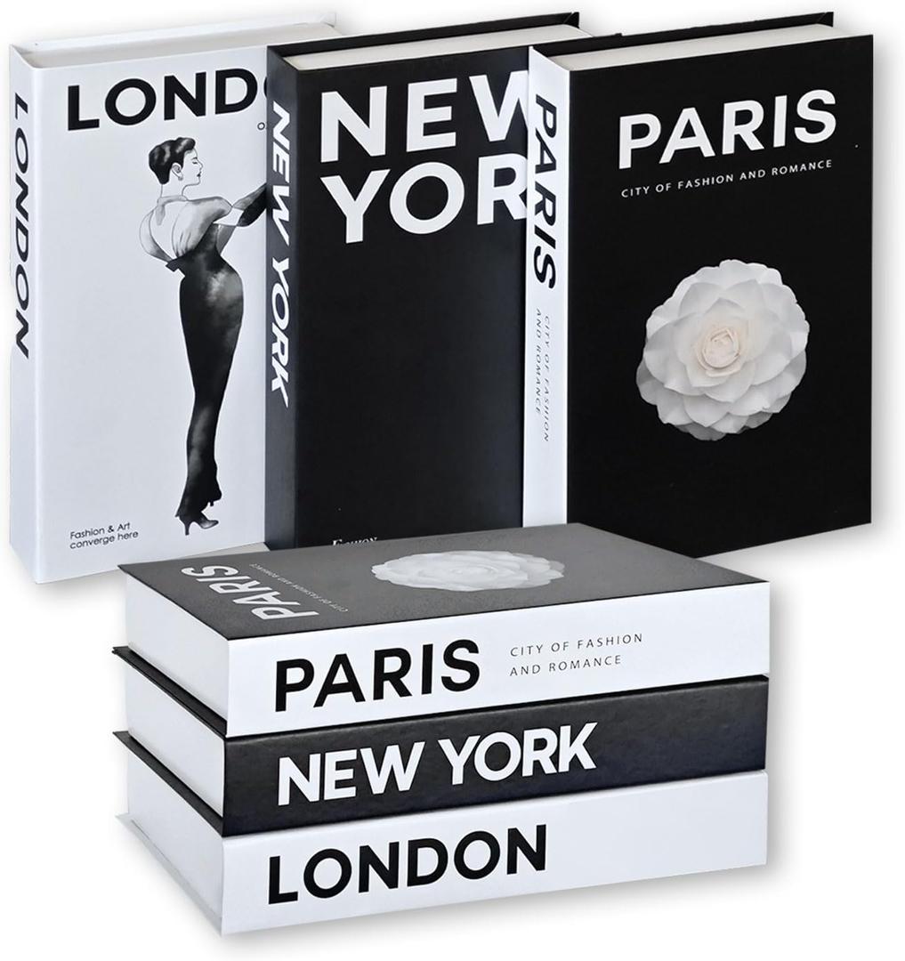 Decorative Books for Home Decor,Set of 3 Stylish Fake Books of Room Books Decor Aesthetic,for Coffee Table Decor,Living Room, Table, Shelf Decor,Modern Hardcover Stacked Display Books