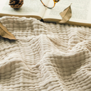 EMME Cotton Throw Blanket Large 50"x70" Gifts for Women 100% Muslin for Couch Breathable Gauze All Season Light Tan Soft and Lightweight PreWashed