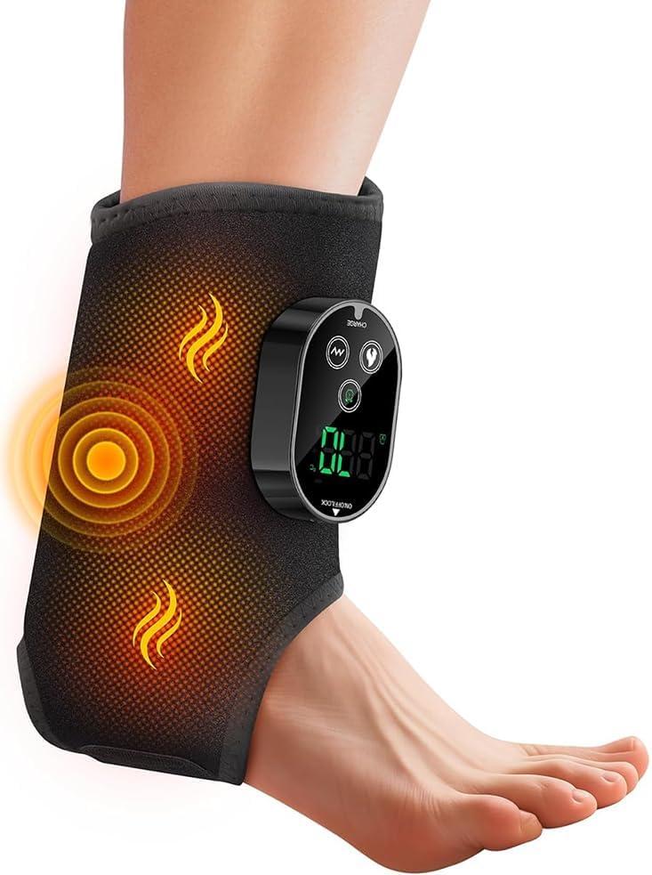 Foot Ankle Massager for Neuropathy, Ankle Heating Pad with Massage Foot Heel Relaxation, 6 Heat Levels & 3 Vibration Modes