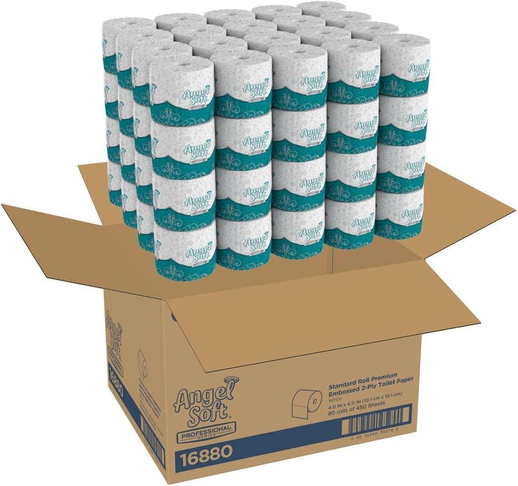 Georgia Pacific 16880 Angel Soft ps Premium Bathroom Tissue, 450 Sheets/Roll, 80 Rolls/Carton