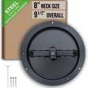 Fits 8 Inch Neck Air Duct | Steel Butterfly Damper by Handua | for Round Ceiling Air Supply Diffuser with Plastic Key-Handle | Black | Outer Dimension: 9-1/2"