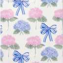 Reezaddin Pink Blue Hydrangea Flower Bow Phone Case for iPhone 14/13,Aesthetic Retro Coquette Vintage Floral Preppy Ribbons Chic Cute Girls Women Cover 6.1 inch