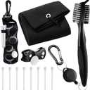 Liliful 12 Pcs Golf Accessories Kit, Include Golf Ball Bag with Hook Towel Tees Magnetic Ball Marker Divot Tool Cleaner Brush for Women Man Gifts (Black)