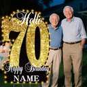 70th Birthday Decorations – 40 Inch LED Yard Sign with Personalized Name, Outdoor Waterproof Lawn Sign for Seniors, Gold Pastel Birthday Decor with Stakes for Men Women