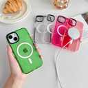 FABSPARK Magnetic for iPhone 13 Pro Max Phone Case,Compatible with MagSafe,Neon Clear Fluorescent Drop Protection Case for iPhone 13 Pro Max 6.7 Inch,Pink