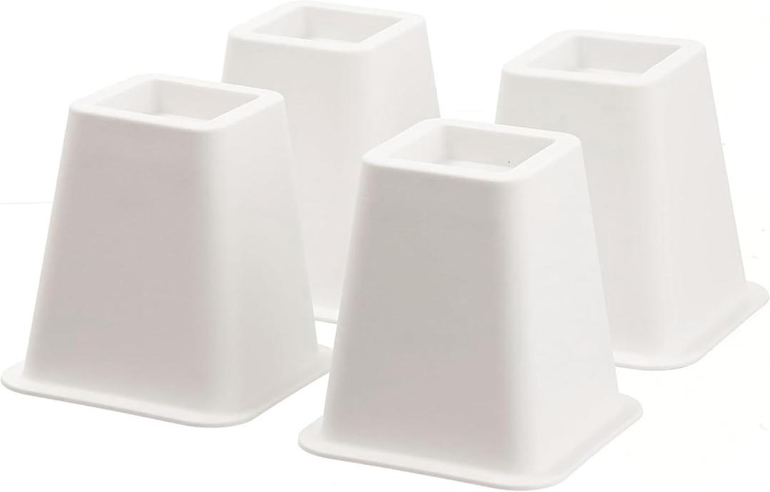 Home IT 5 to 6-inch Super Quality Black Bed Risers - Helps You Storage Under the Bed - 4-Pack (White)