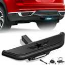 Tow Hitch Step Trailer for 2 Inch Receiver, with LED Light & Pin Lock & U-Bolts Stabilize, Compatible with Pickups Trucks Vans SUVs ATVs, Towing Bumper Guard Protector Rear bar (Carbon Steel)