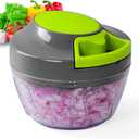 Manual Food Processor Vegetable Chopper, Portable Hand Pull String Garlic Mincer Onion Cutter for Veggies, Ginger, Fruits, Nuts, Herbs, etc.,500ml (Gray)