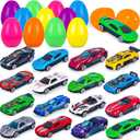 NEUBSAW 16 Packs Easter Eggs with Cars for Boys, Prefilled Easter Eggs for Kids Toddlers Easter Basket Stuffers, Easter Party Favor Supplies for Easter Egg Hunt, Easter Toys Gifts for Boys