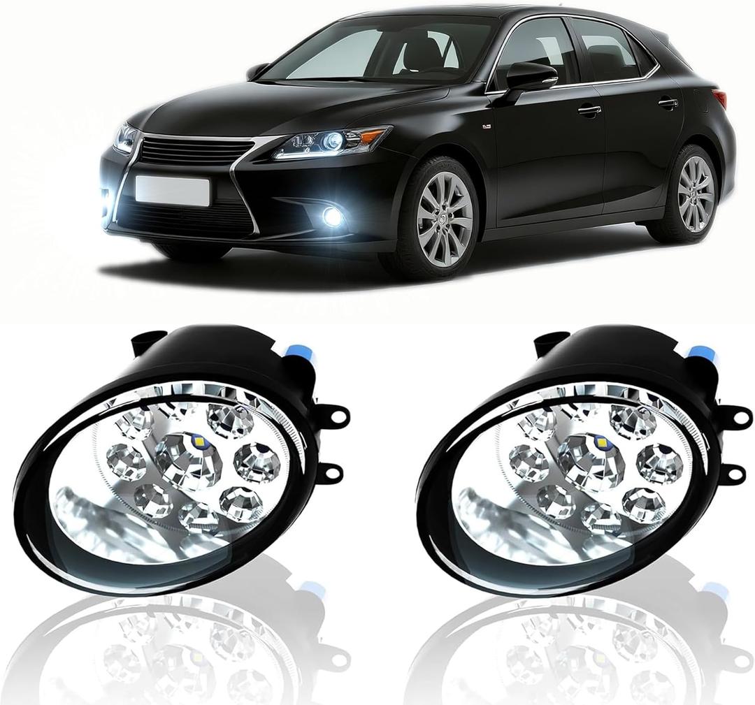 LED Fog Light For Lexus CT200h 2011-2014 Pair Bumper Fog Light Driving Lamp Replacement Fog Light Assemblies,6000k White,Pack of 2