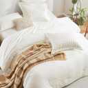 CozyLux King Size Comforter Set Ivory Seersucker 7 Pieces Bed in a Bag King Comforter Set with Sheets, Luxury Soft Bedding Sets with Down Alternative Comforter, Sheets, Pillowcases & Shams All Seasons