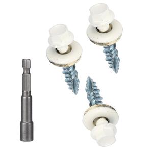 Metal Roofing Screws 10 x 1 inch, Brite White Hex Head Sheet Metal Roof Screw with EPDM Washer for Corrugated Roofing (250Pcs)
