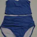 Eomenie Two Piece Tankini Swimsuits for Women Tummy Control Bathing Suits Cutout Back Swim Tank Top with High Waisted Bottom, M