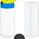 Kids Sublimation Tumbler,12oz Sublimation Water Bottle Blanks,Straight Stainless Steel Todder Sippy Cup,Double Wall Insulated Sippy Tumbler with Handle,Shrink Films,Leak Proof (Yellow)